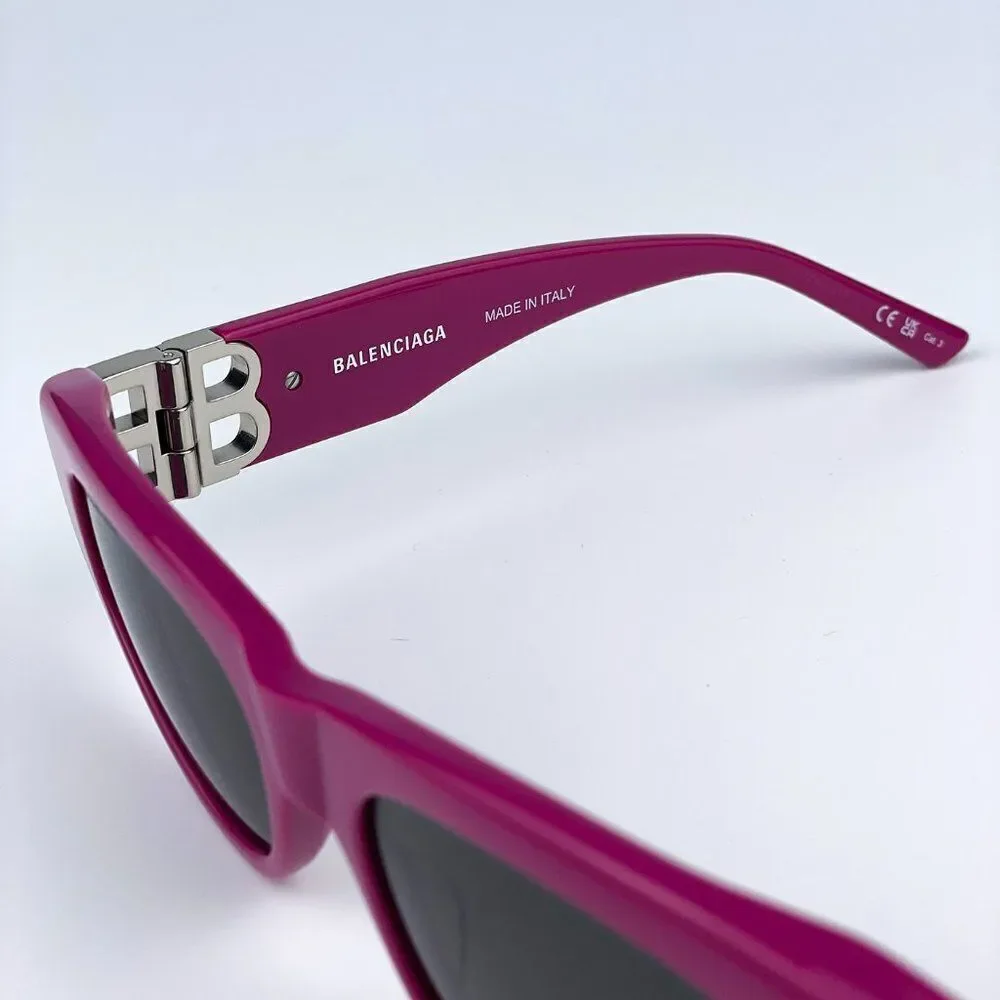NEW Balenciaga BB0095S 017 Fuchsia Pink Silver Grey Cat Eye Unisex Sunglasses - Picture 11 of 13